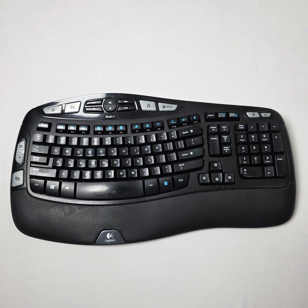 Logitech Wave Keyboard Ergonomic Multimedia Wireless K350 No USB Dongle Receiver